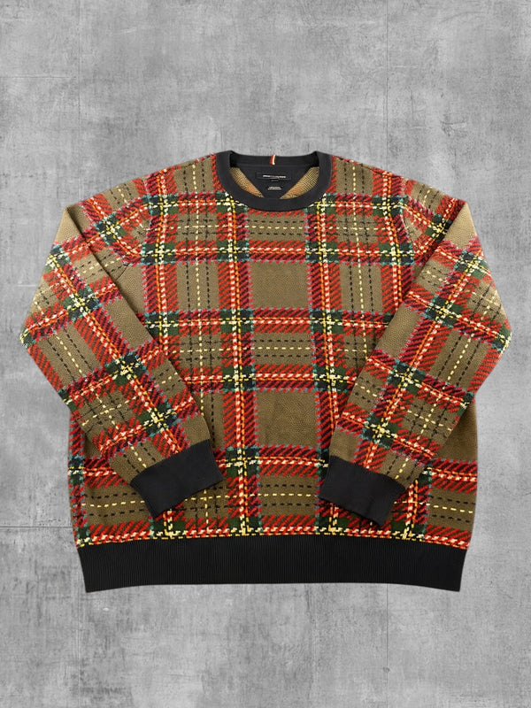 Tommy Hilfiger trui grijs geruit heren maat XL wol sweater pullover gebreid