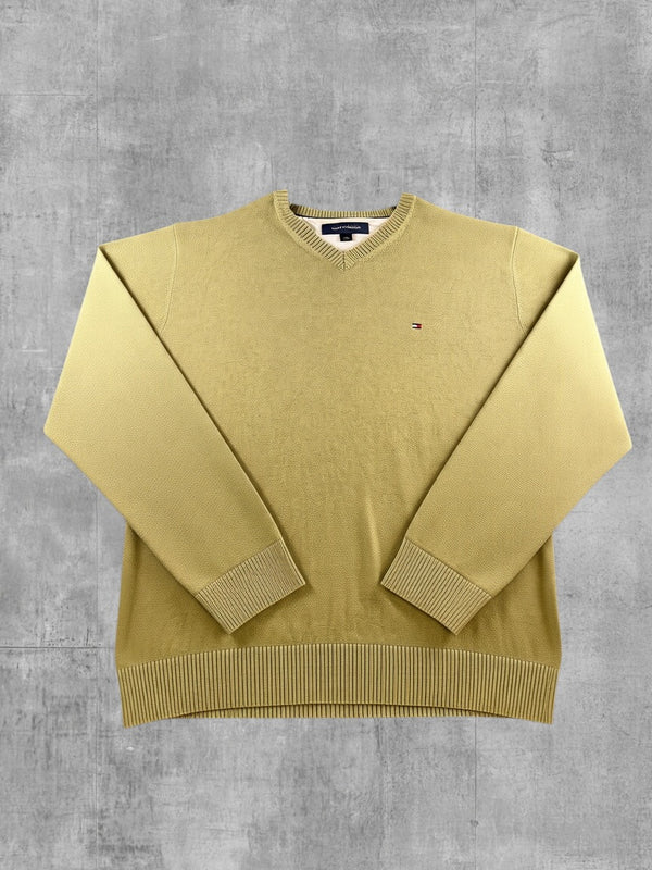 Tommy Hilfiger trui groen heren maat L v-hals v-neck sweater pullover