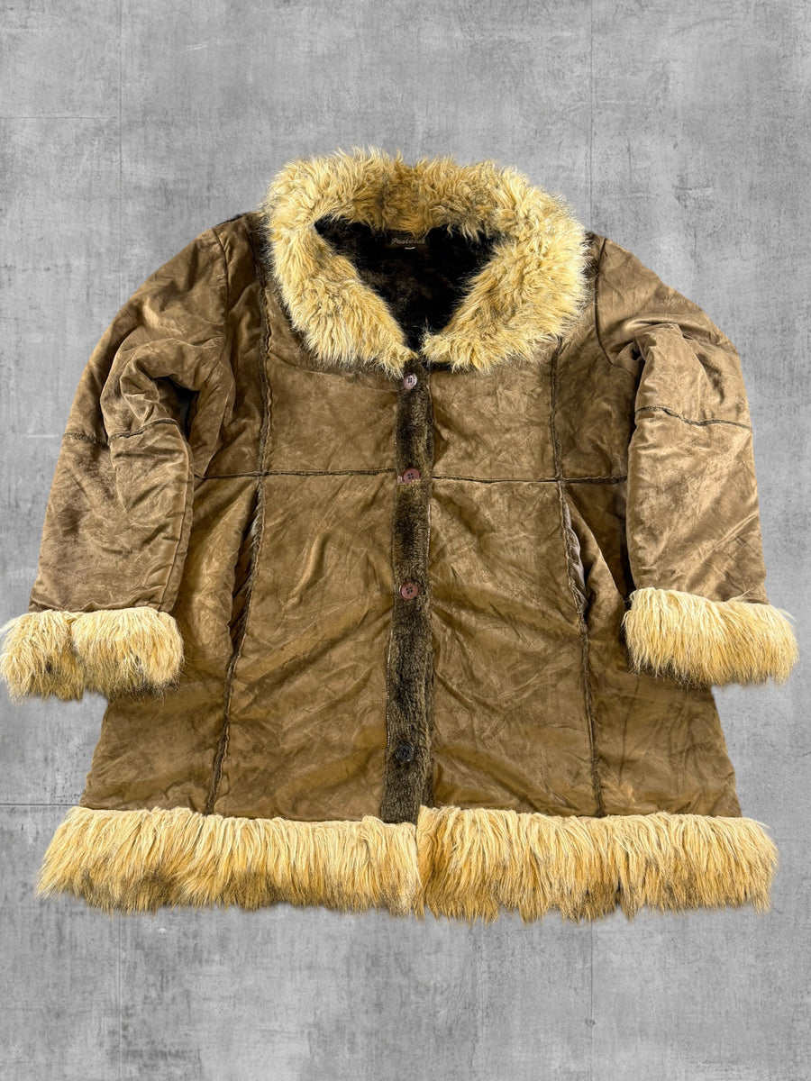 Vintage Dressing Afghaanse jas bruin dames maat XL
