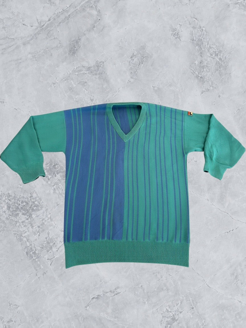 trui blauw gestreept heren maat L v-hals v-neck sweater pullover