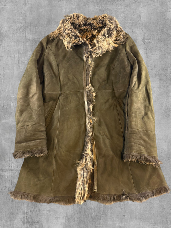 Vintage Dressing Afghaanse jas zwart dames maat L leer wol