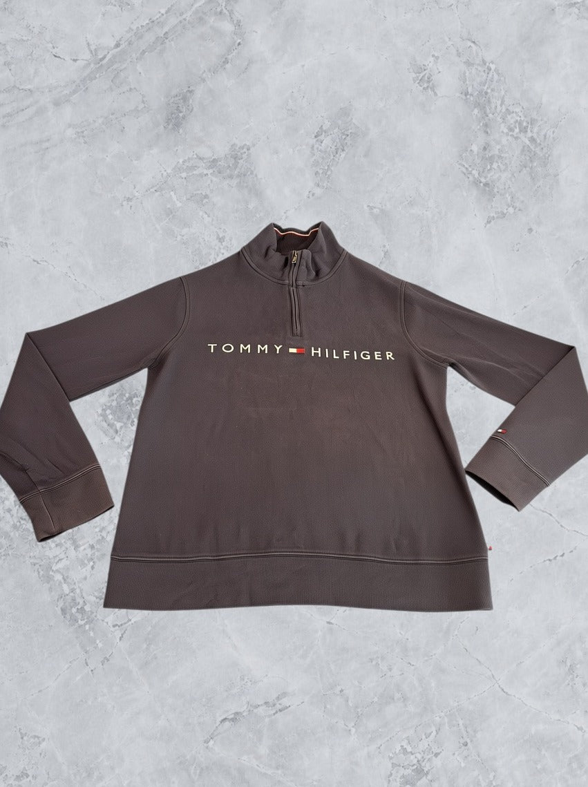 Blauwe Tommy Hilfiger quarter-zip (fleecevest / sweattrui), maat M