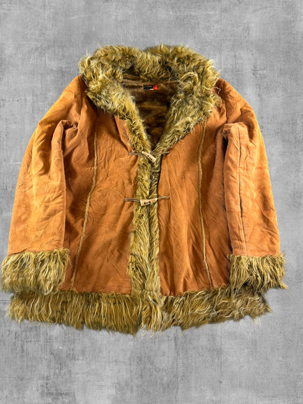 Vintage Dressing Afghaanse jas bruin dames maat XL