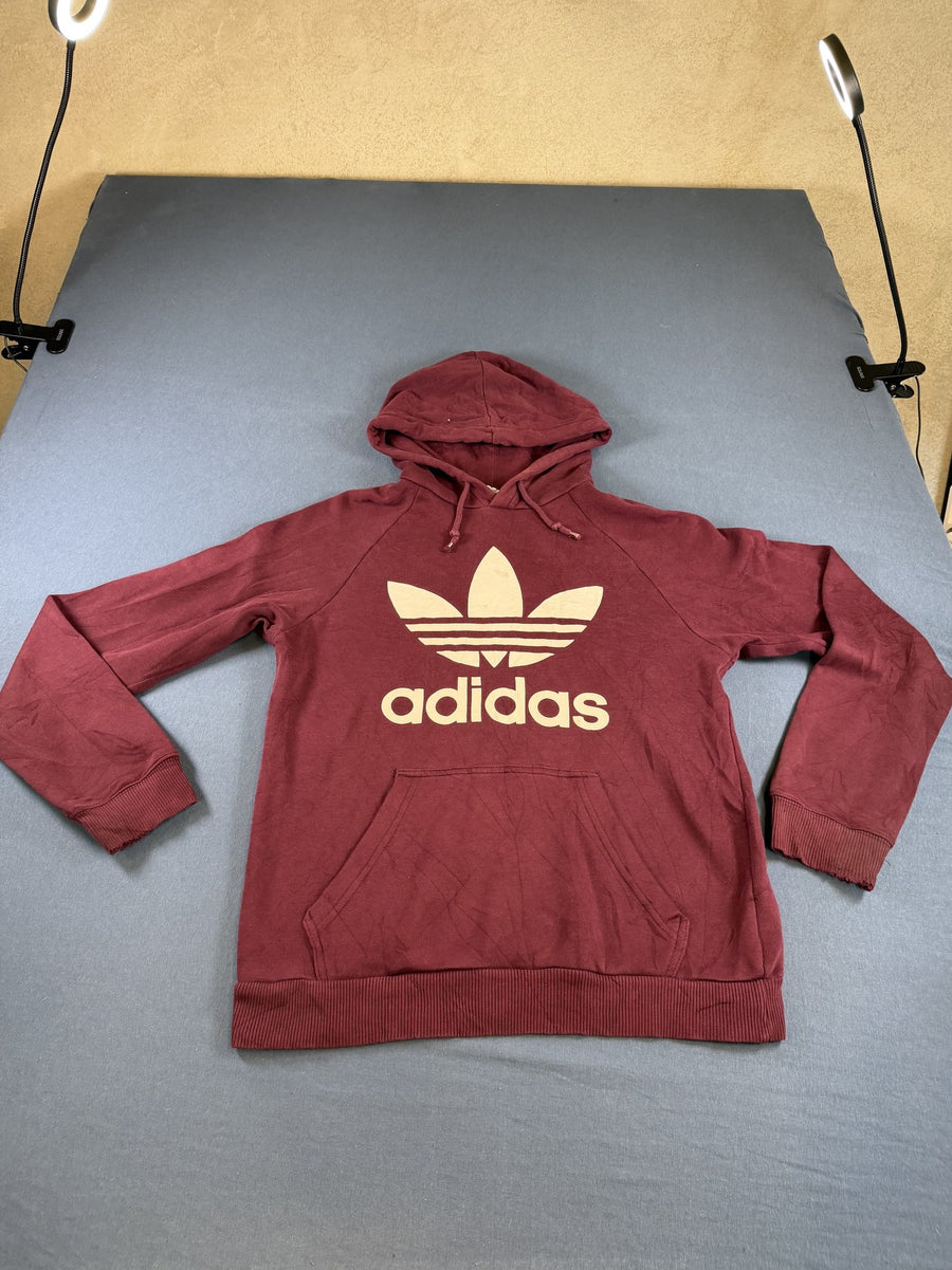 Bordeauxrode adidas Originals capuchontrui (hoodie), heren maat S, Trefoil-logo