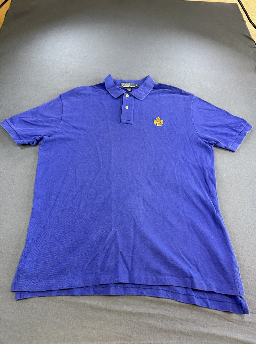 Blauwe Polo Ralph Lauren poloshirt (polo) maat L, goudkleurig ruiterlogo