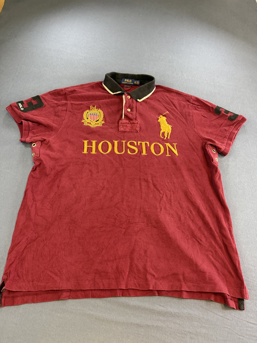 Rood Polo Ralph Lauren Houston chenille shirt (poloshirt / polo, maat XL)