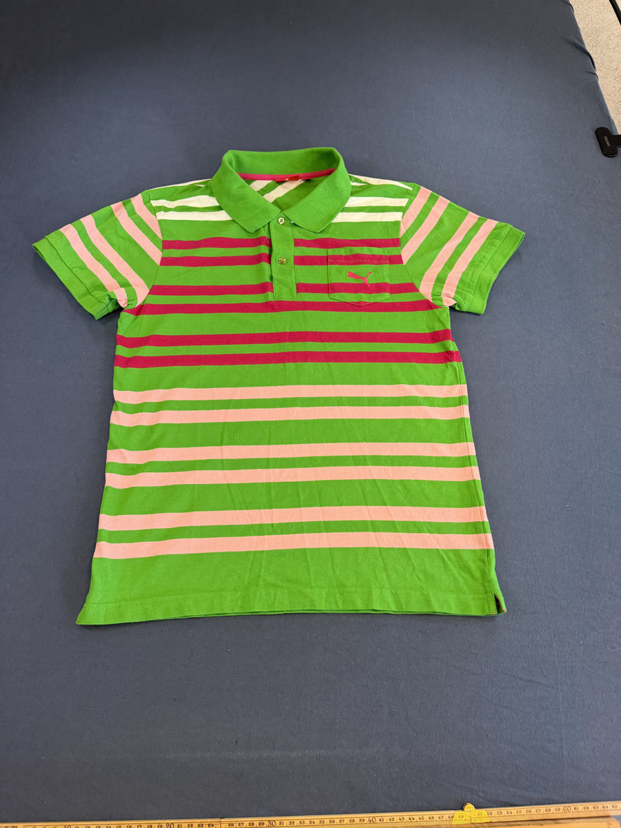 Groen gestreepte Puma polo (poloshirt / pique shirt), heren maat M