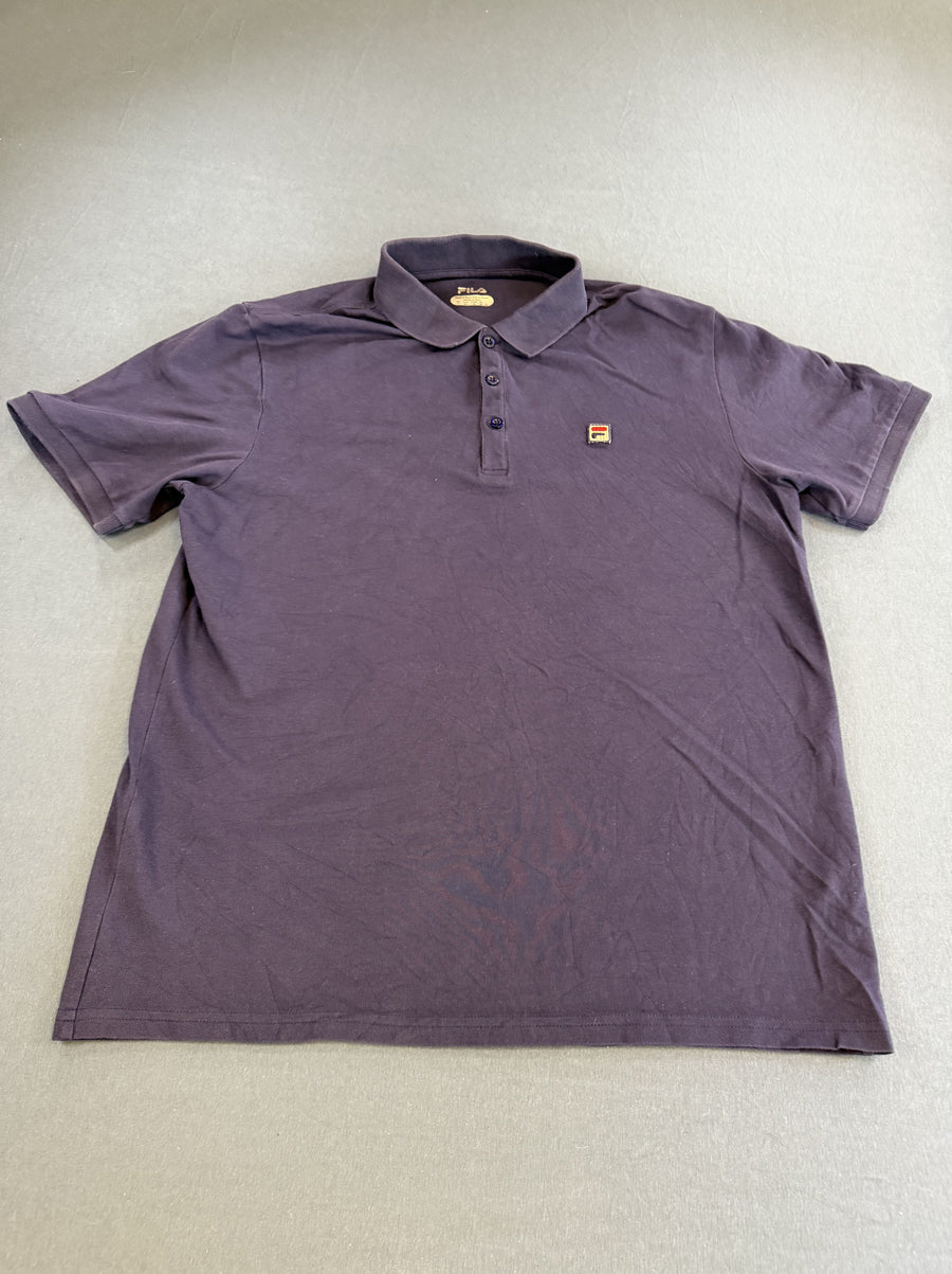 Blauw Fila poloshirt heren maat M (piqué shirt / polo met F-box logo)