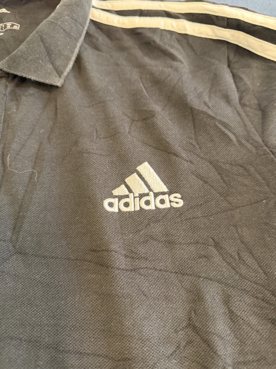 Zwarte adidas poloshirt met 3-stripes (polo / tennisshirt), maat L