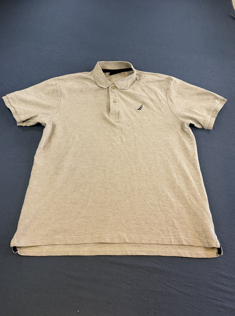 Grijs Nautica piqué polo (poloshirt), gemêleerd katoen, maat L