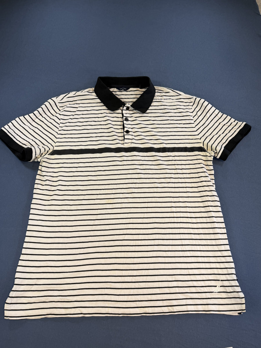 Wit-zwart gestreepte Nautica polo (sportshirt), maat XL