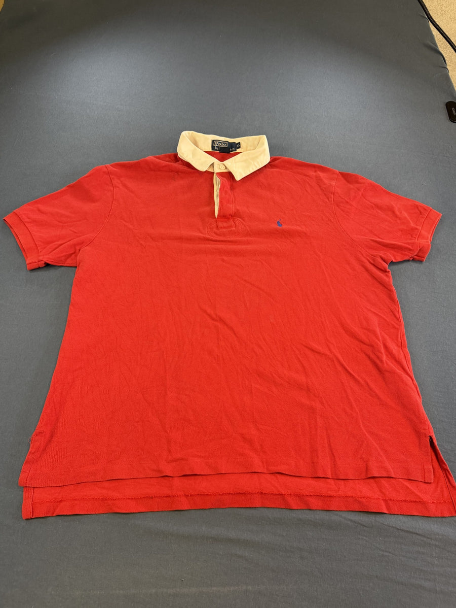 Rood rugbyshirt Polo Ralph Lauren (poloshirt / collegetrui), maat XL