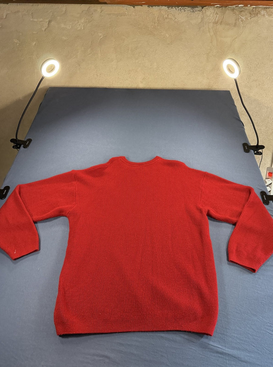 Grijze Lacoste ribsweater (pullover), maat XL, boxy fit