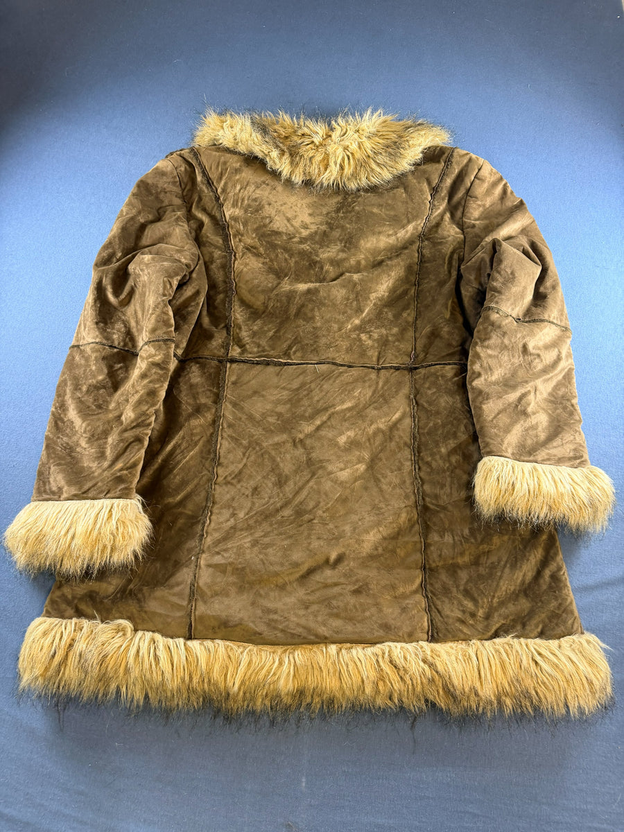 Vintage Dressing Afghaanse jas bruin dames maat XL