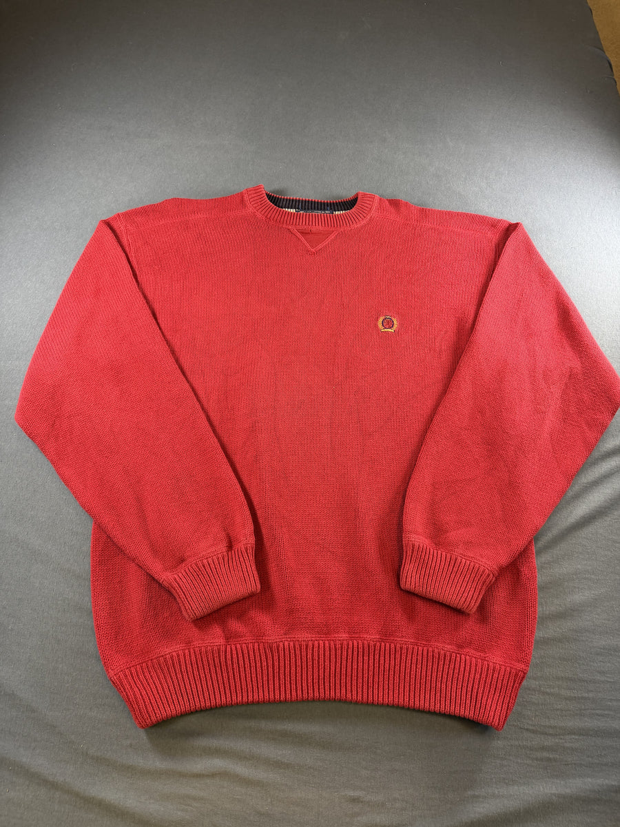 Rood Tommy Hilfiger sweater (trui / sweatshirt), maat XL, 100% katoen