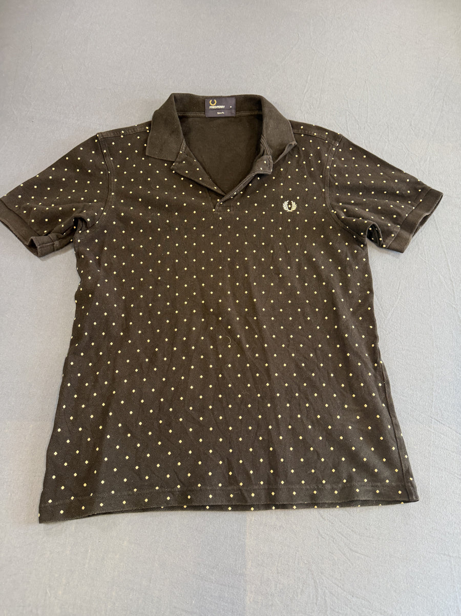 Zwart stippendessin (Fred Perry piqué polo / polohemd), maat XS