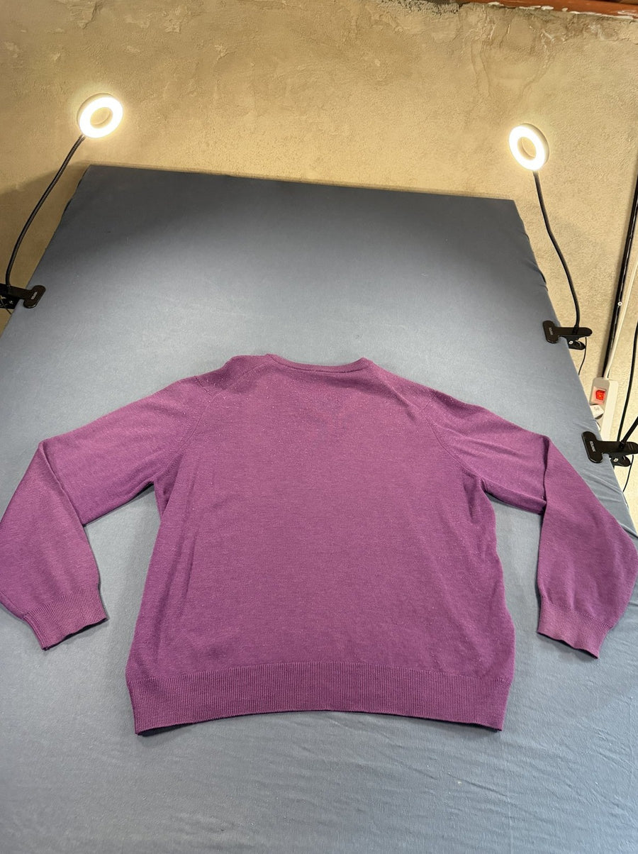 Paarse Lacoste pullover (V-hals trui / sweater), maat XXL