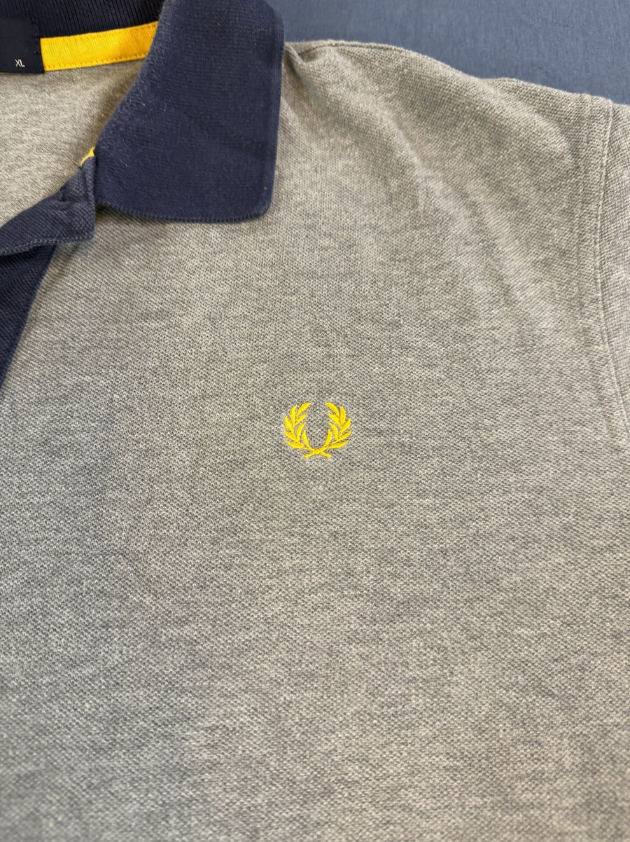 Grijze Fred Perry colour-block polo (poloshirt), maat XL