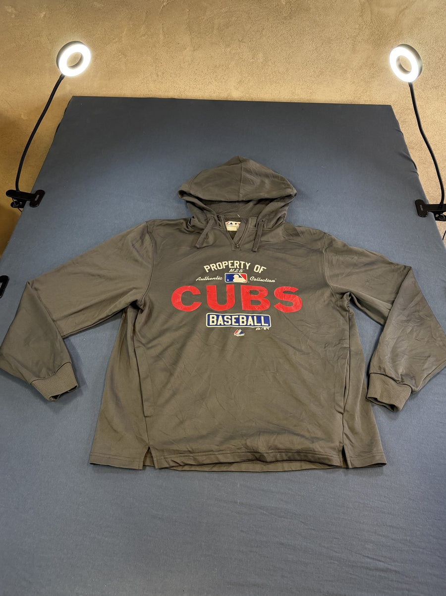 Grijze Chicago Cubs sweater (hoodie / capuchonvest), maat M - Majestic