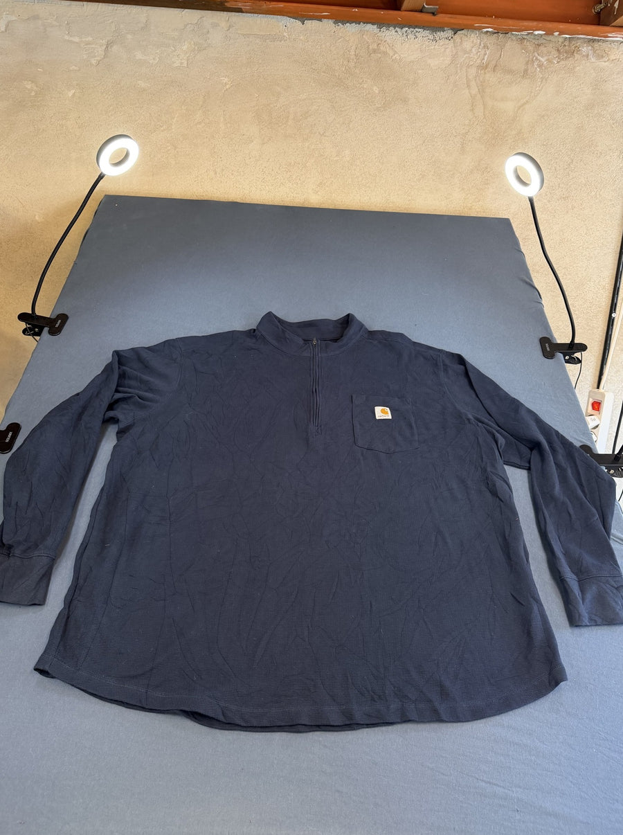 Blauw Carhartt knoopkraagshirt, maat 4XL (henley-trui / longsleeve)