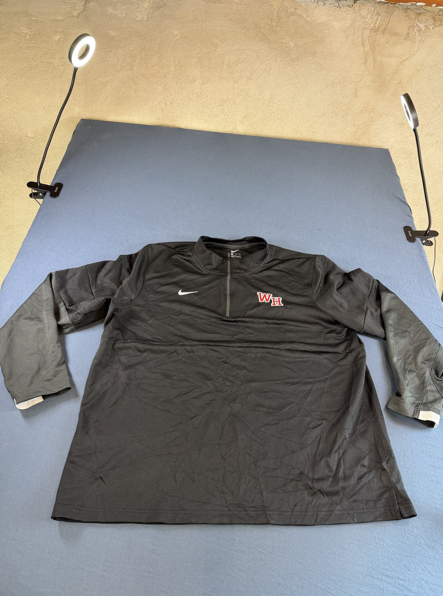 Zwart Nike herenvest maat XXL met kwartrits en logo op de borst (fleecetrui / sweatvest)