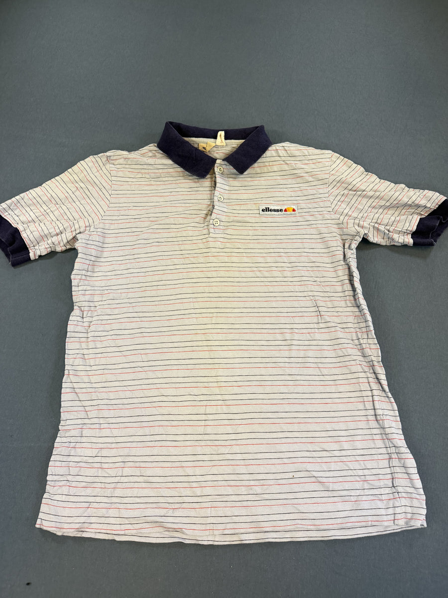 Wit gestreepte Ellesse tennispolo (sportshirt), maat S