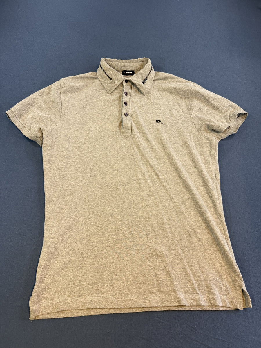 Grijs Diesel golfshirt met ritsdetail in de kraag (polo / poloshirt)