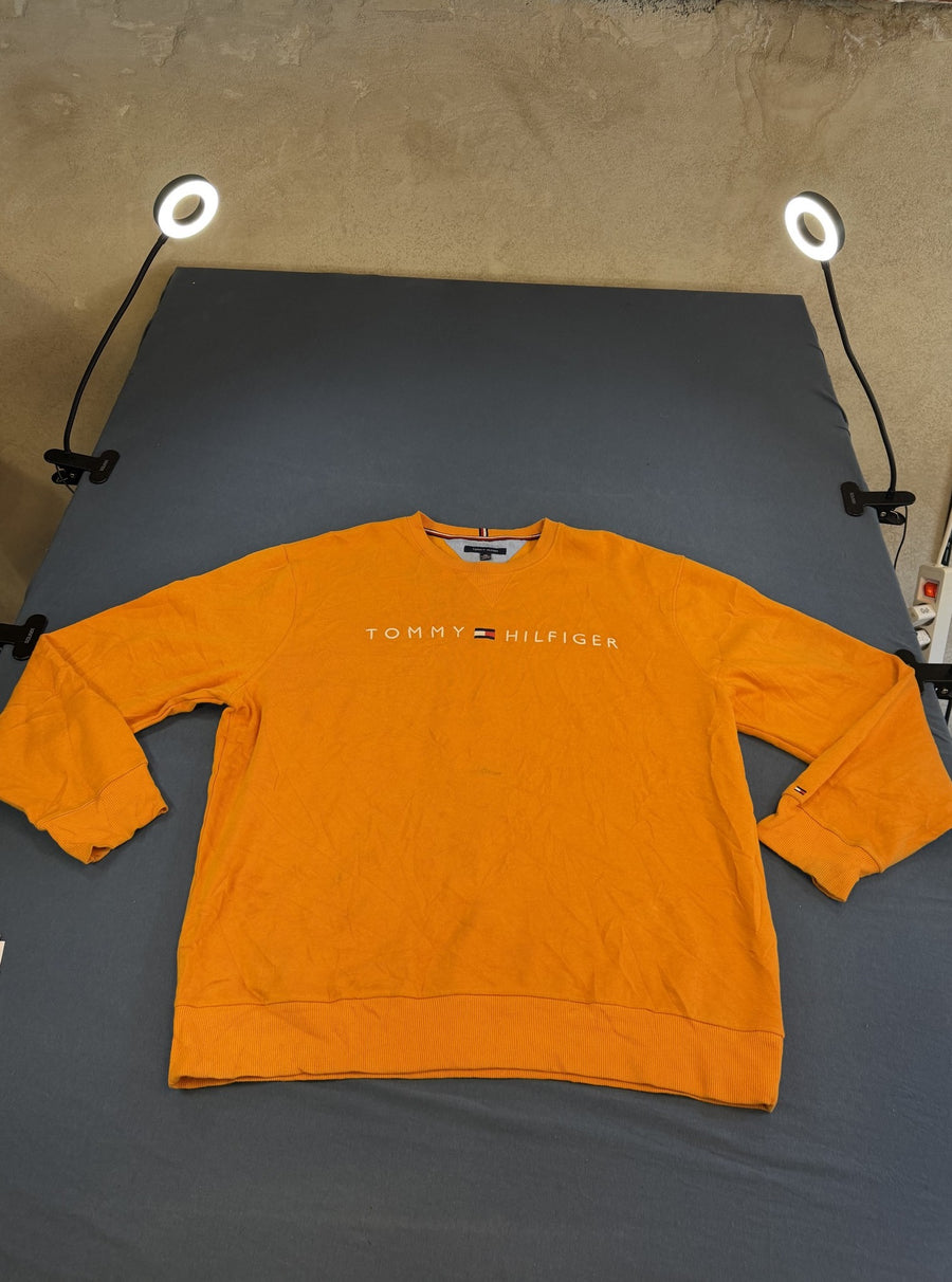 Felle oranje heren trui van Tommy Hilfiger (pullover/sweater), maat XXL