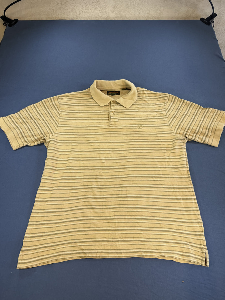 Beige Timberland polo met streepdessin (poloshirt), maat L