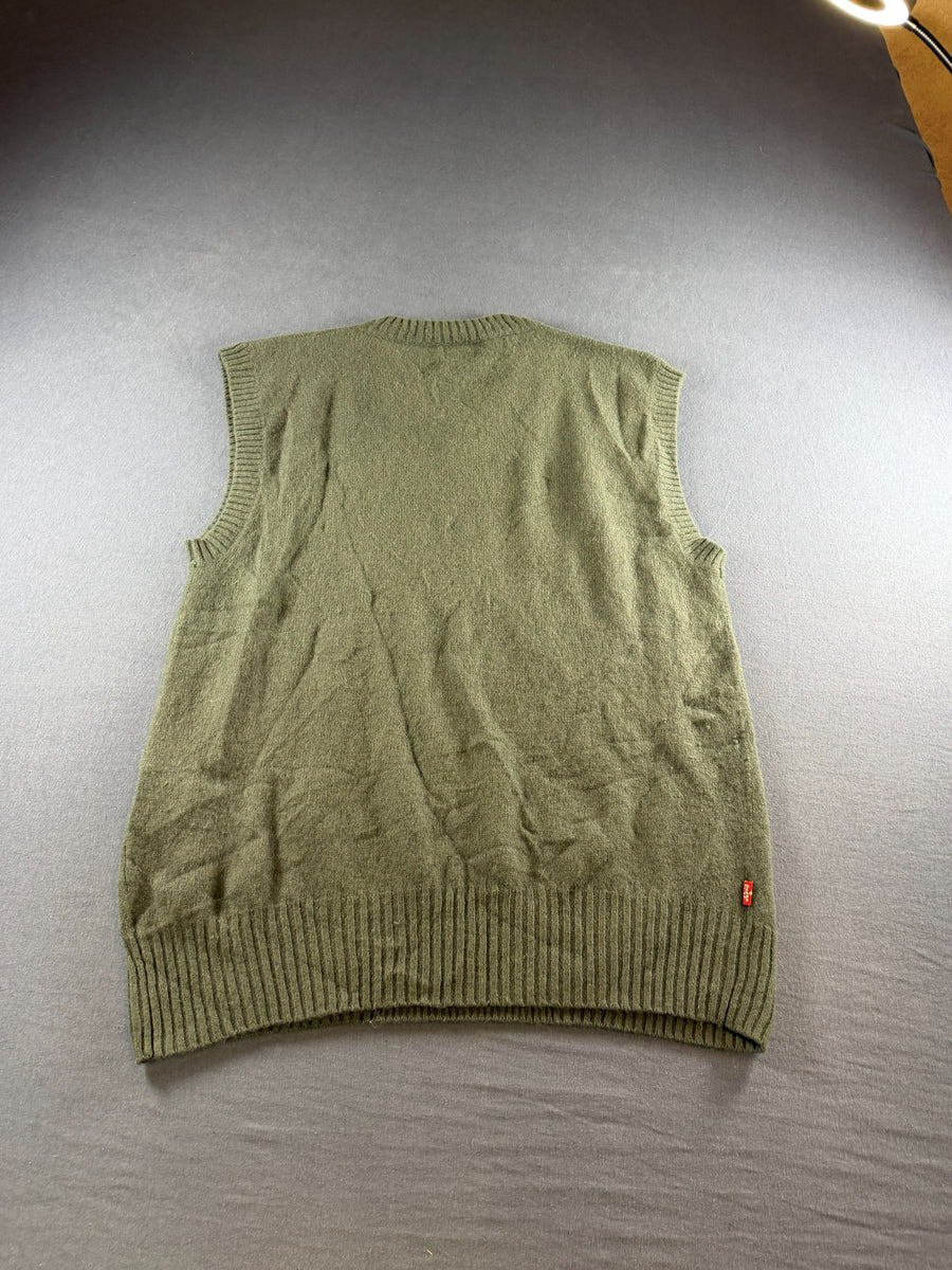 Levi's trui groen geruit heren maat L wol sweater pullover gebreid vintage
