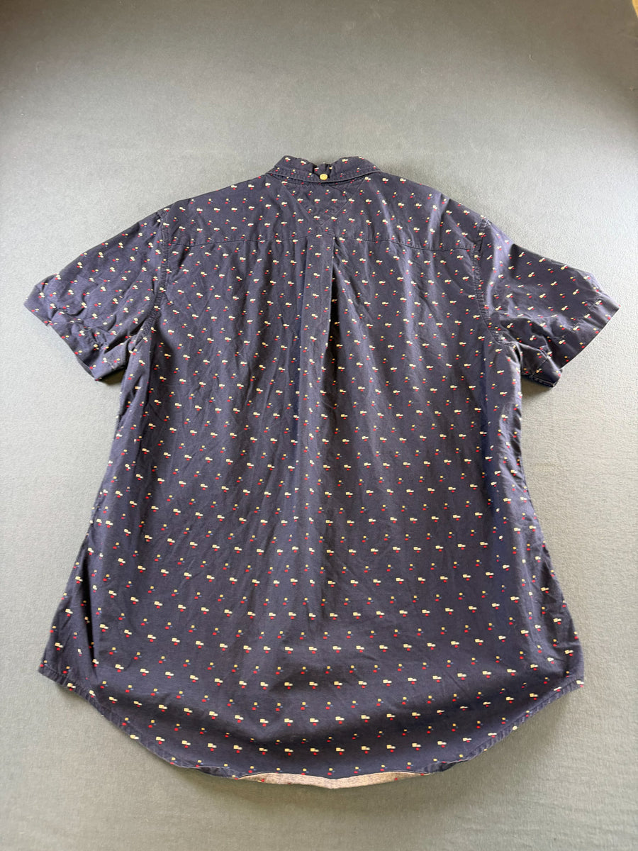Tommy Hilfiger blouse blauw print heren maat M overhemd hawaii shirt patroon bloemenprint