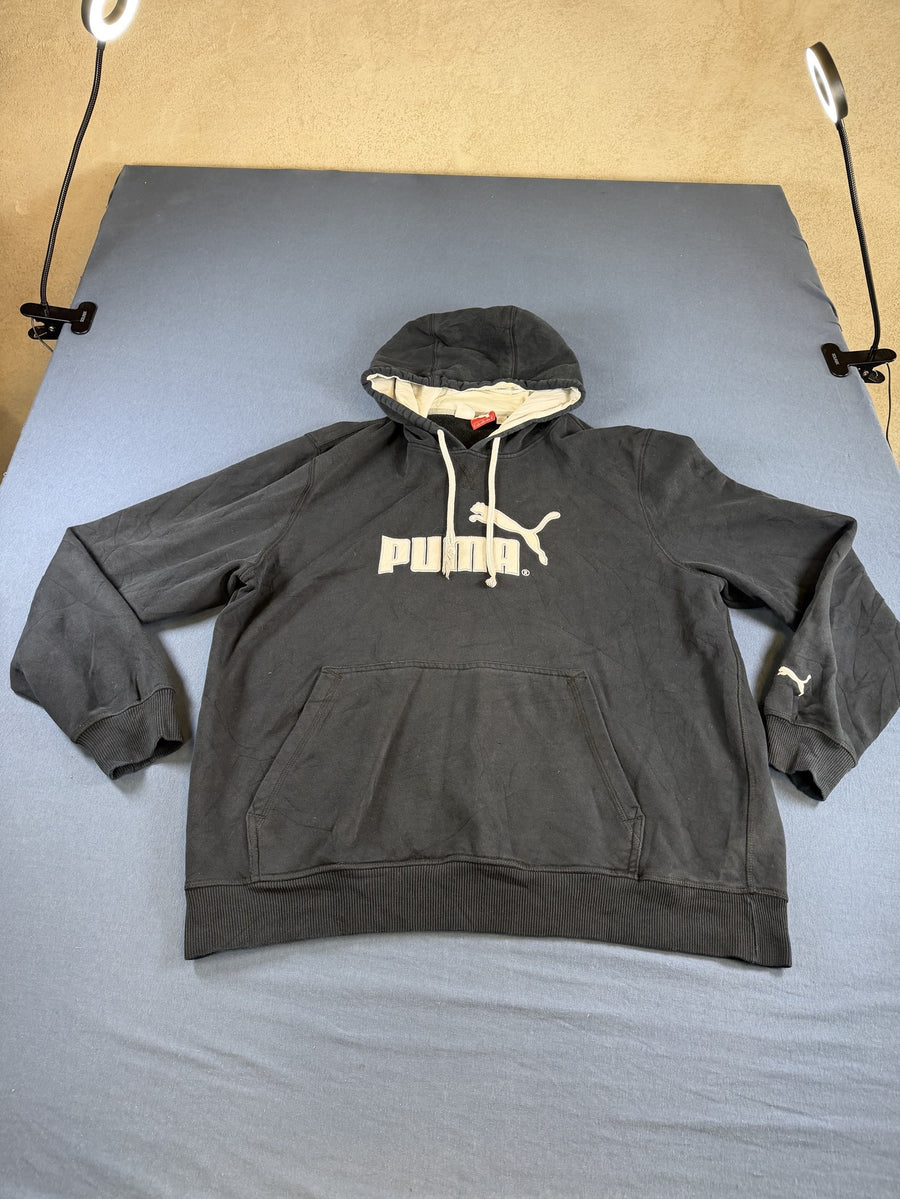 Zwarte Puma hoodie (capuchonvest) met geborduurd logo, heren maat XL
