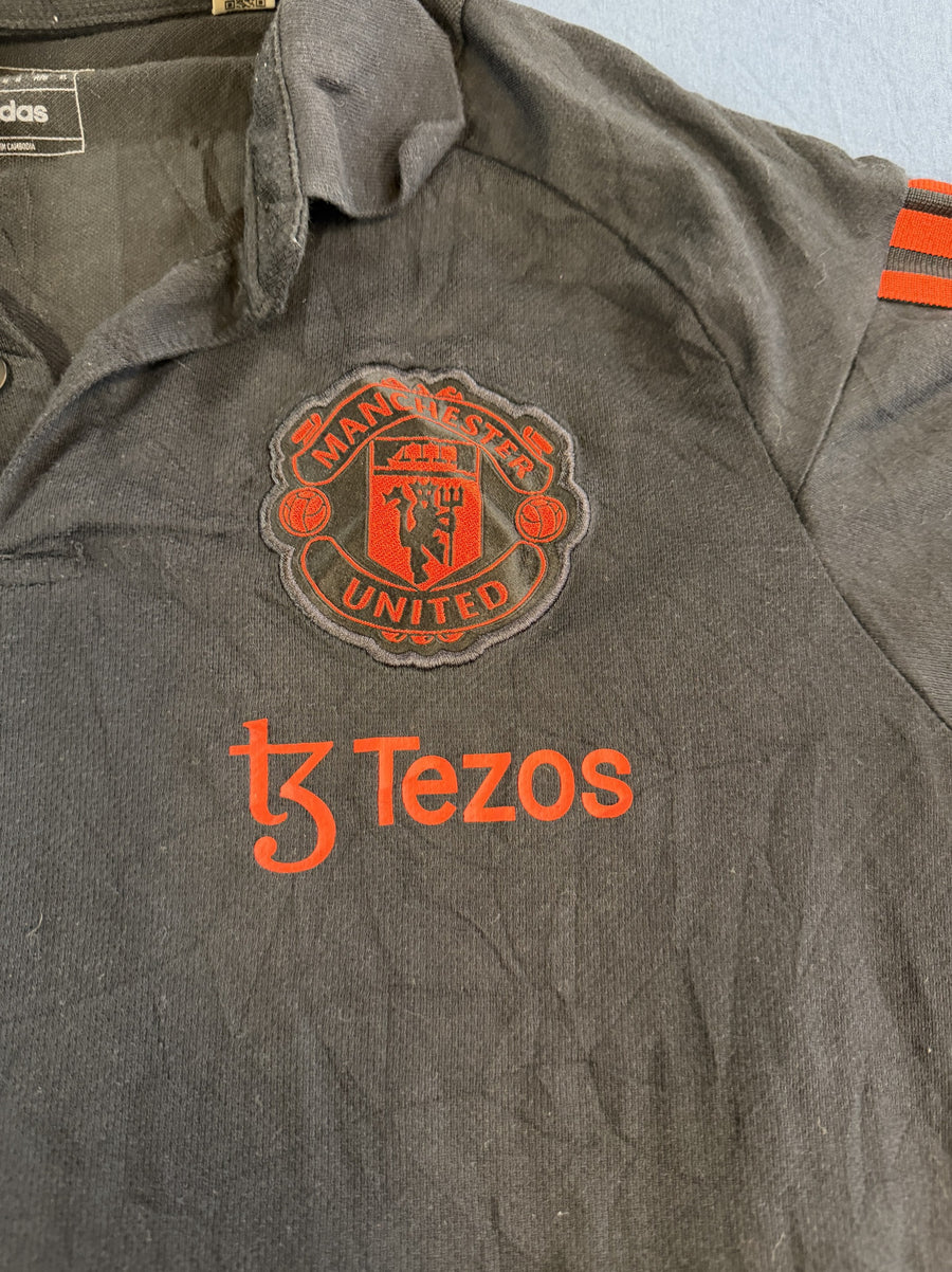 Zwart adidas Manchester United sportpolo (trainingsshirt), maat M