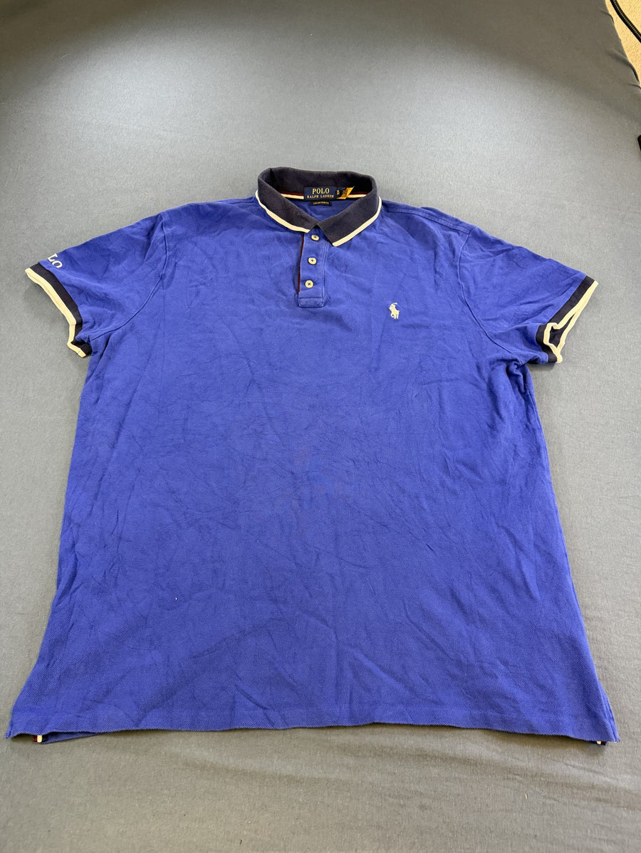 Blauwe piqué polo van Polo Ralph Lauren, maat XL (poloshirt / polohemd), Custom Slim Fit