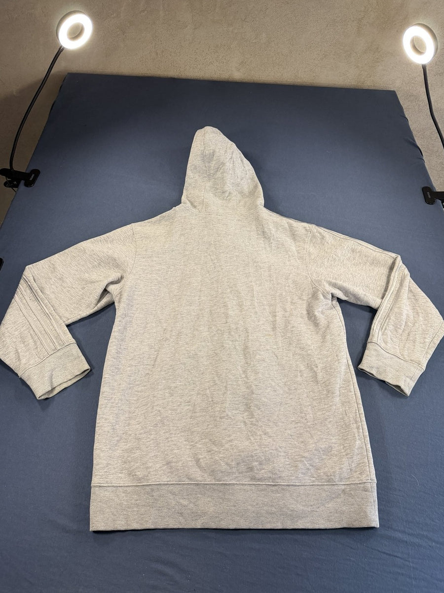 Grijze adidas fleecevest (ritshoodie/fleecetrui) met borstlogo, maat S