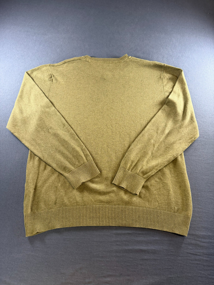 Tommy Hilfiger trui groen heren maat L v-hals v-neck sweater pullover