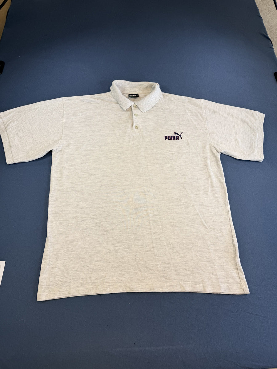 Grijze Puma, maat L (polohemd / piquéshirt) met geborduurd logo
