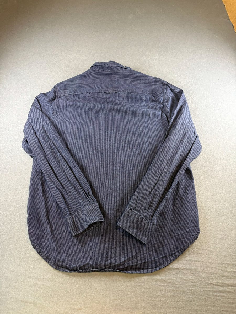 Superdry blouse blauw gestreept heren maat XL overhemd striped shirt streepjes