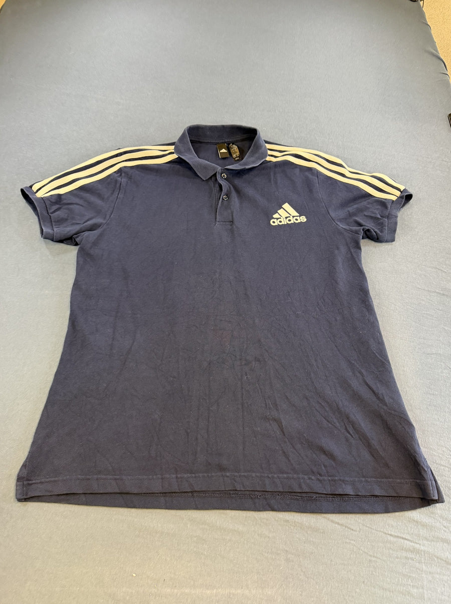Blauwe adidas 3-stripes polo (poloshirt) maat XL, piqué katoen