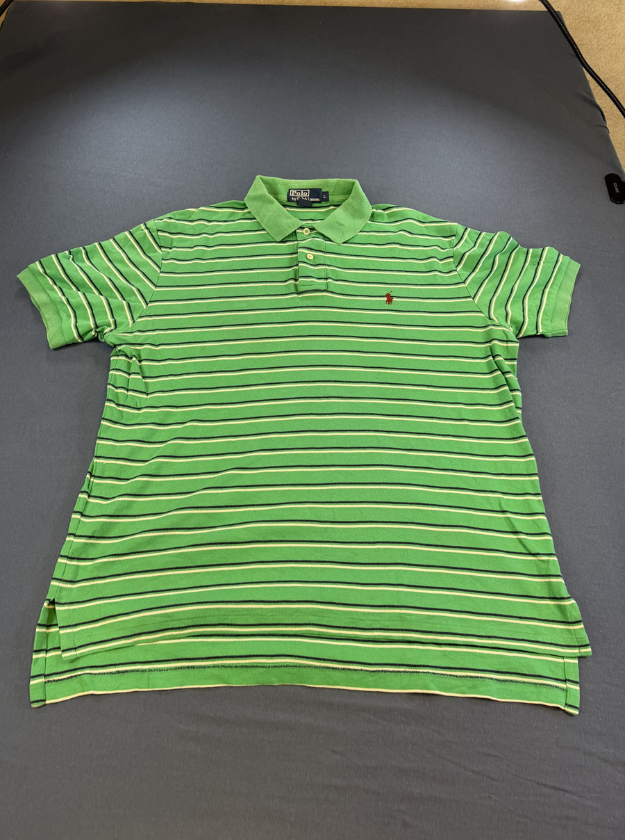 Groene polo (poloshirt) Polo Ralph Lauren piqué met streepje – maat L