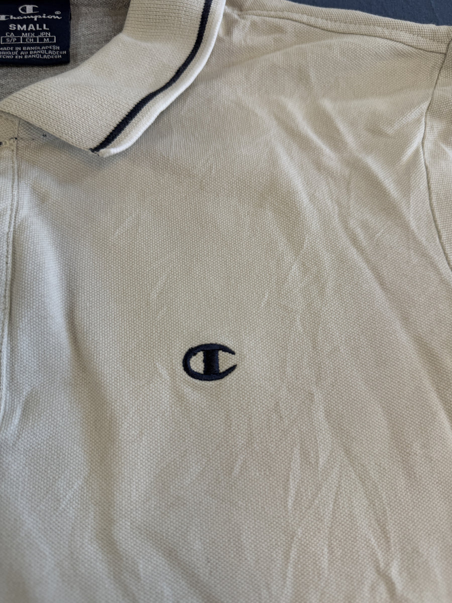Wit Champion polo (maat S), poloshirt / tennisshirt met gestreepte boord