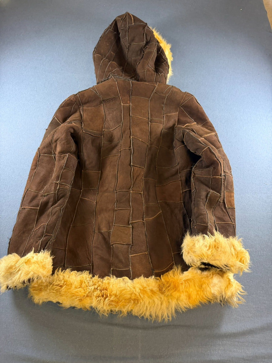 Vintage Dressing Afghaanse jas bruin dames maat XS