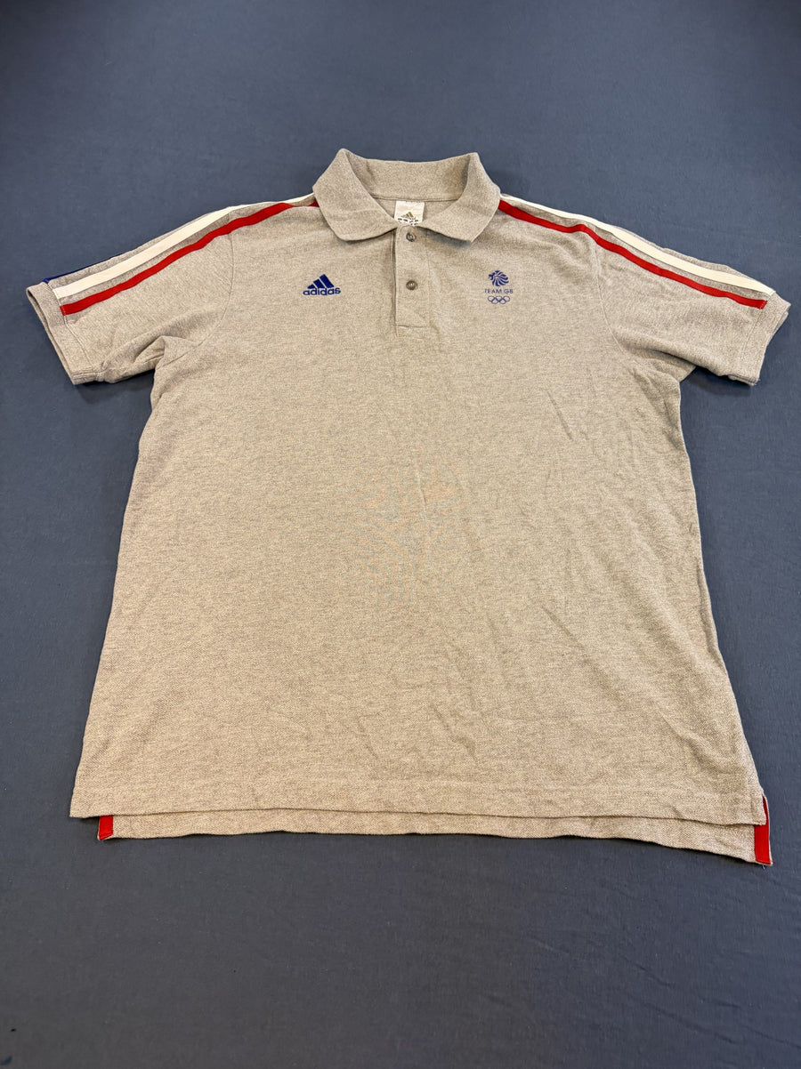 Grijze adidas Team GB polo (poloshirt / sportpolo), maat M