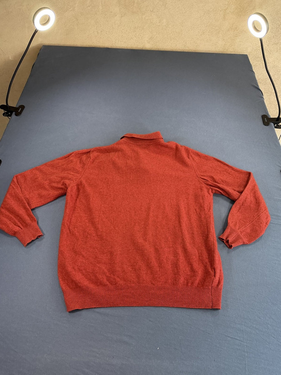 Rode Lacoste polotrui met knoopsluiting (collegetrui), maat XL