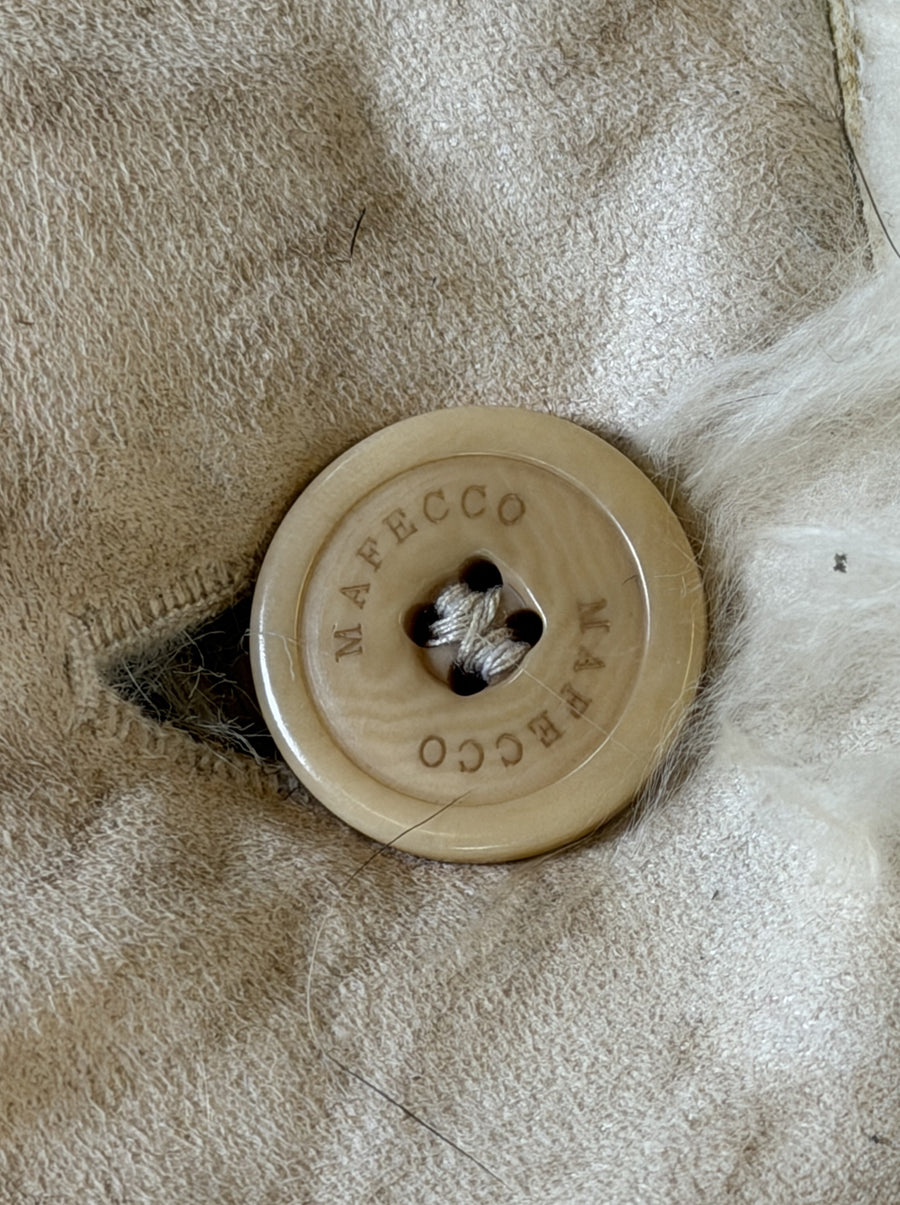 Beige leren damesjas van Vintage Dressing (lammy coat / Afghaanse jas), maat XL