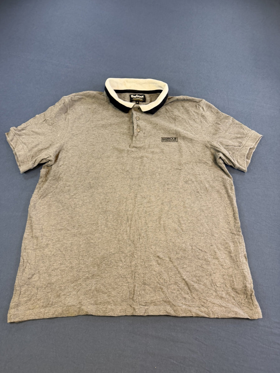 Barbour International motorshirt in grijs (poloshirt/rugbypolo), maat XL