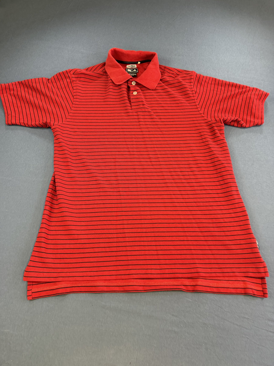 Rood adidas poloshirt (golfshirt) maat M met krijtstreep