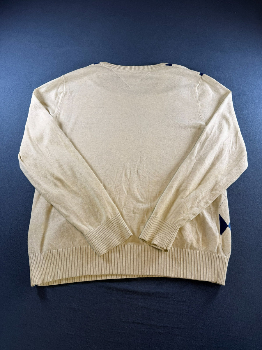 Tommy Hilfiger trui wit geruit heren maat M v-hals v-neck sweater pullover