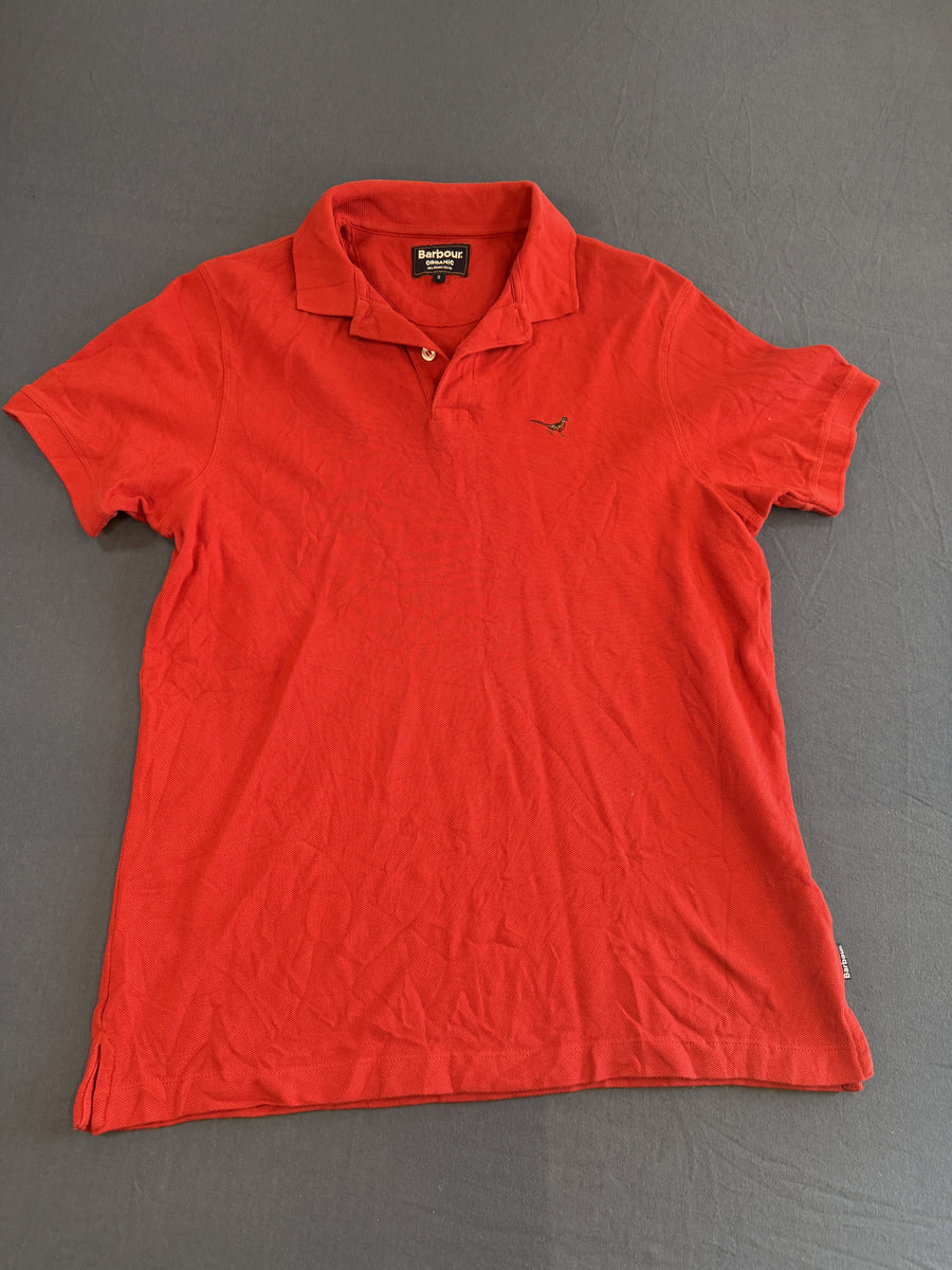 Rood Barbour poloshirt (sportpolo) met fazantlogo, maat S