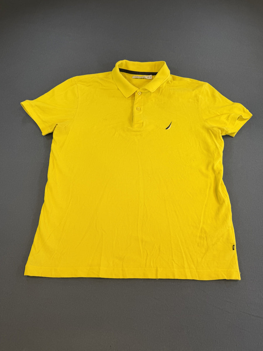 Zonnegeel Nautica polo heren (poloshirt) maat M piqué slim fit